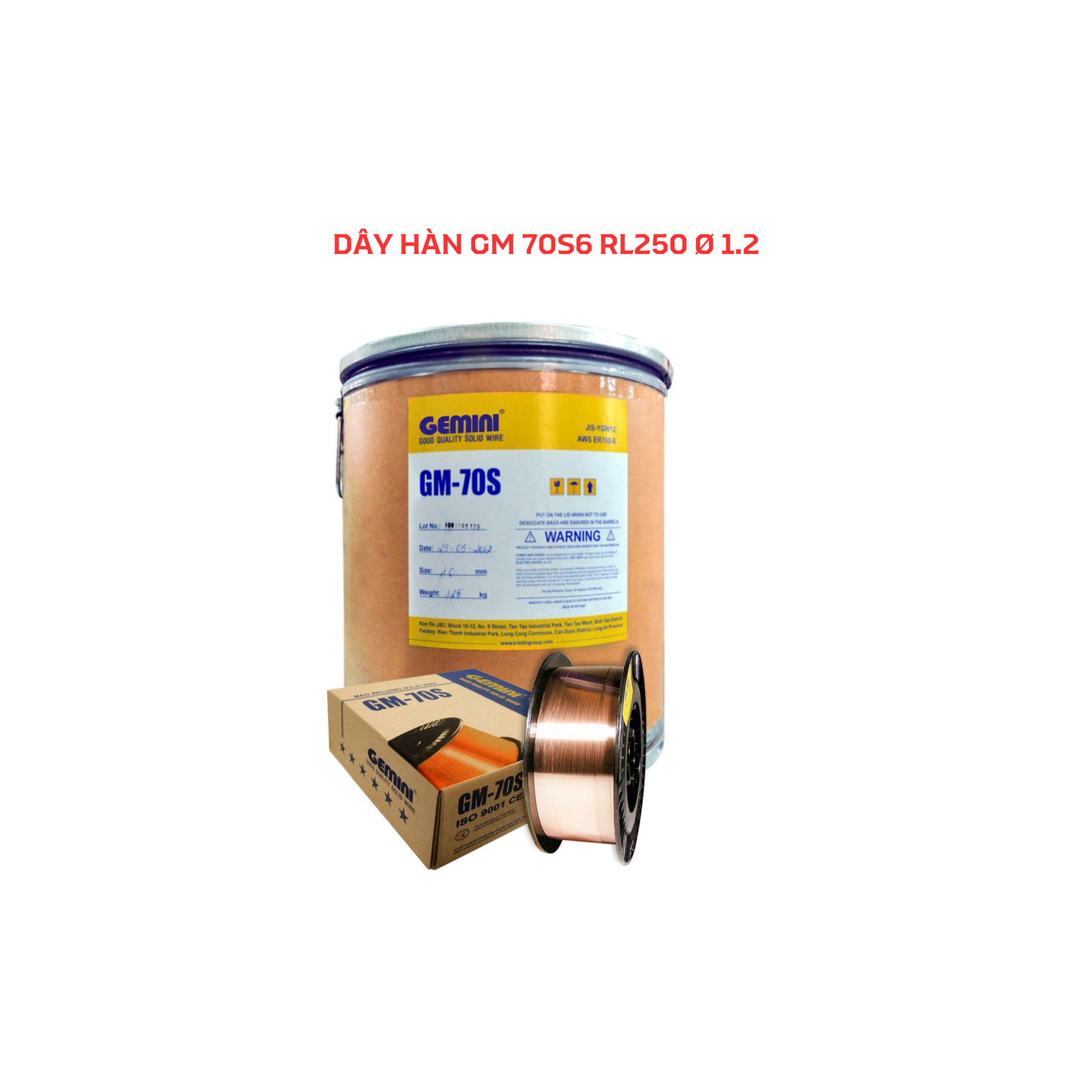 Dây hàn GM 70S6 RL250 Ø 1.2